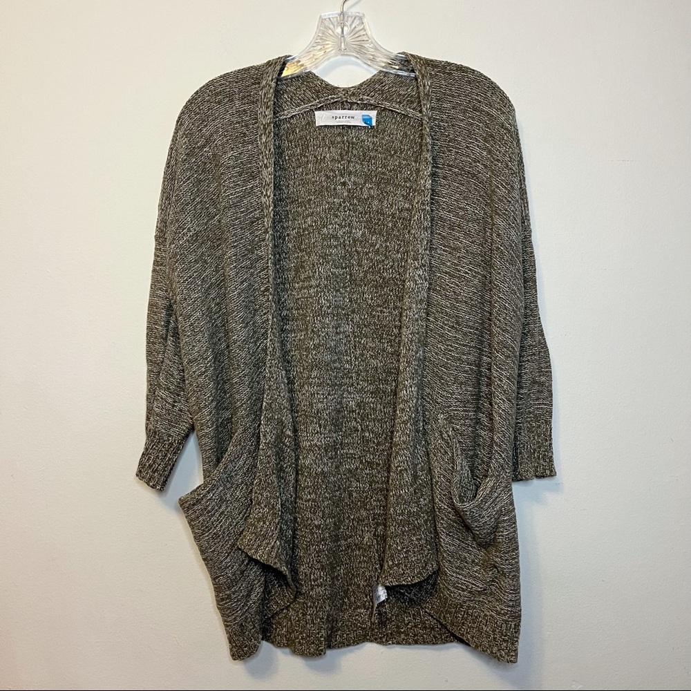 Sparrow Antropologie Green Heathered Drape Cardigan